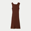 Robe midi droite sans manches en maille marron femme