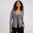 T-shirt manches longues noeuds bleu gris femme