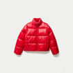 Doudoune col montant bas resserr&eacute; rouge femme