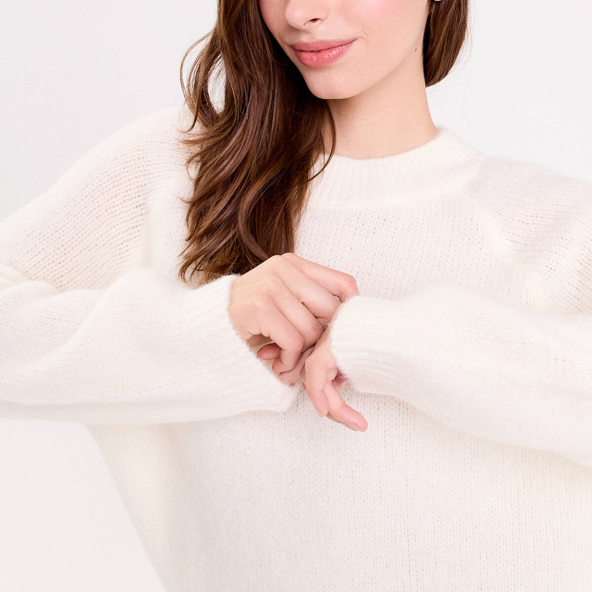 Pull manches longues ecru femme