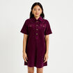 Robe courte droite en velours coton prune femme