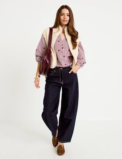 Veste sans manches effet polaire ecru femme