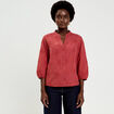 Blouse brod&eacute;e col mao manches 3/4 vieux rose femme