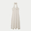 Robe &eacute;vas&eacute;e 3/4 sans manches col v beige clair femme