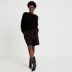 Pull col rond manches longues noir femme