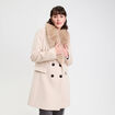 Manteau col fausse fourrure beige femme