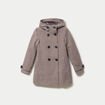 manteau ajust&eacute; 3/4 &agrave; capuche taupe femme