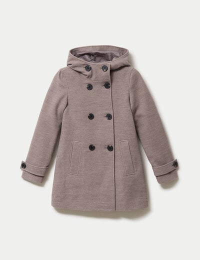 manteau ajust&eacute; 3/4 &agrave; capuche taupe femme