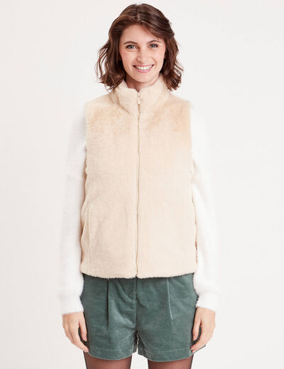 Veste courte ajust&eacute;e sans manches ivoire femme