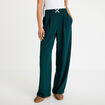 Pantalon large ceinture bijou vert fonc&eacute; femme