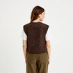 Gilet sans manches effet polaire marron fonc&eacute; femme