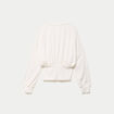Gilet bas resserr&eacute; manches longues ecru femme