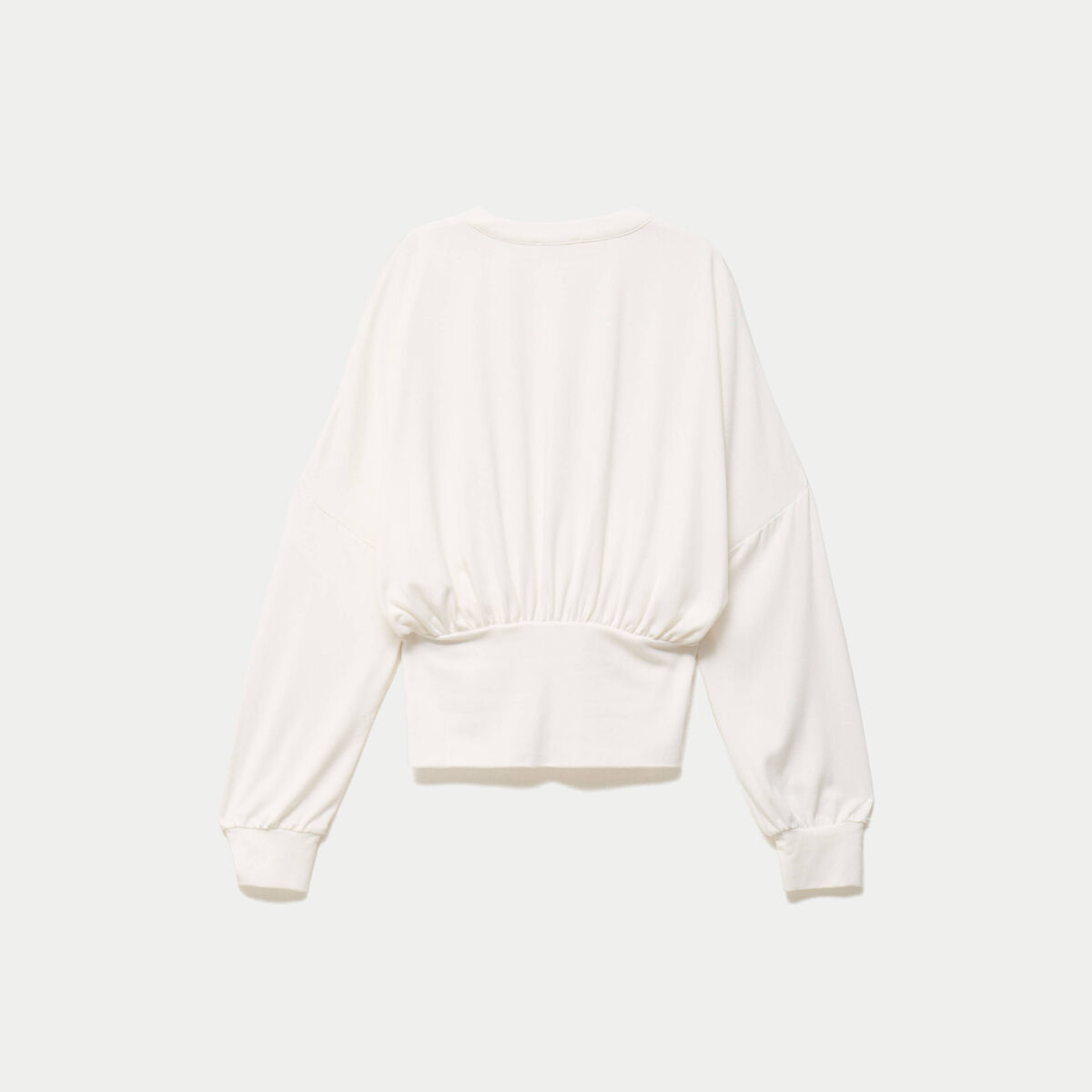 Gilet bas resserr&eacute; manches longues ecru femme