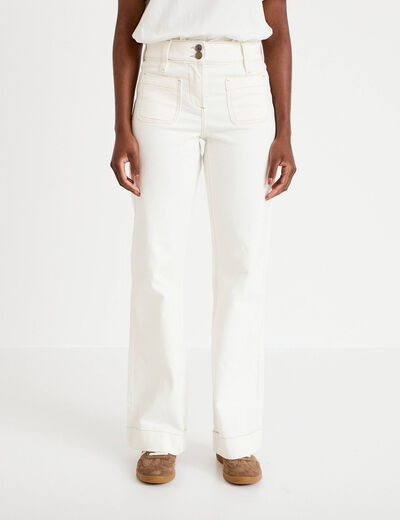 Jean bootcut taille haute denim blanc femme