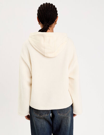 Sweat effet polaire ecru femme