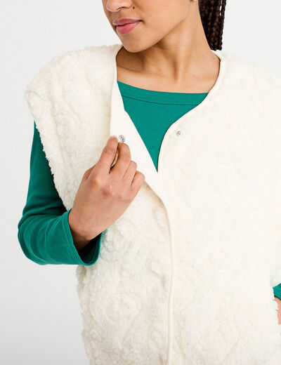 Gilet sans manches effet polaire ecru femme