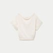 Pull ample cropped manches courtes ecru femme