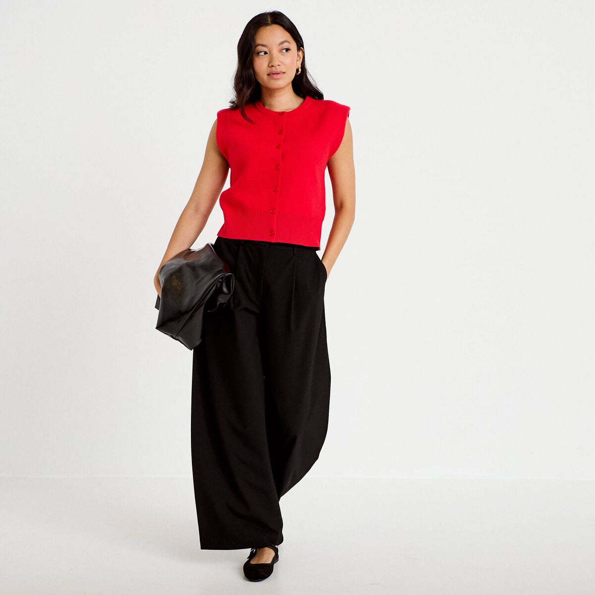 Pantalon bootcut taille standard noir femme
