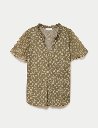 Blouse droite longue manches courtes vert femme
