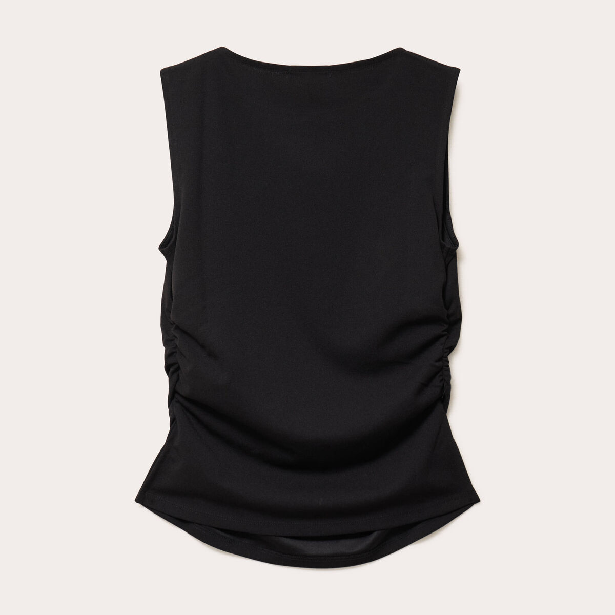 D&eacute;bardeur ajust&eacute; en cr&ecirc;pe col bateau noir femme