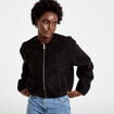 Veste cropped bas resserr&eacute; noir femme