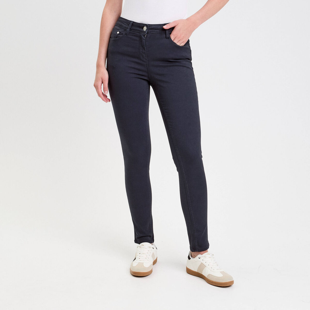 Jeans slim 5 poches bleu marine femme