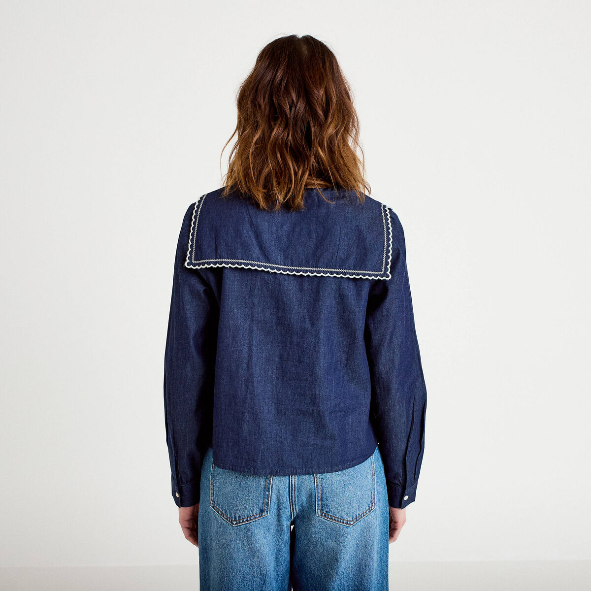 Chemise col marin denim double stone femme