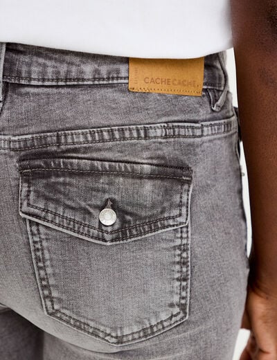 Jean bootcut taille basse denim gris femme