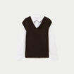 Pull chemise 2-en-1 marron femme