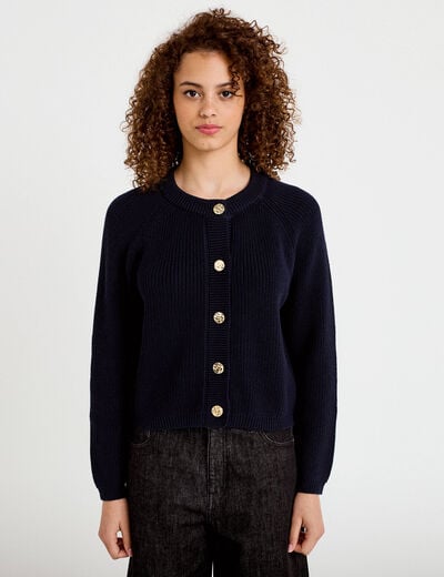 Gilet manches longues bleu marine femme