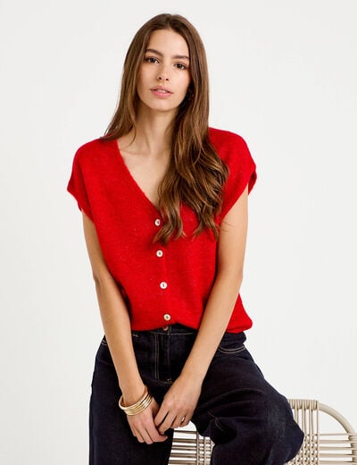 Gilet sans manches rouge femme