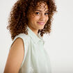 Chemise sans manches col classique vert clair femme