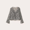Blouse courte droite col v dentelle blanc femme