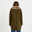 Manteau droit mi-long col tailleur vert kaki femme