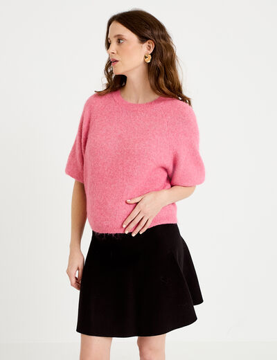 Jupe &eacute;vas&eacute;e en maille noir femme