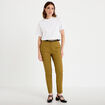 Pantalon cigarette ceintur&eacute; vert kaki femme