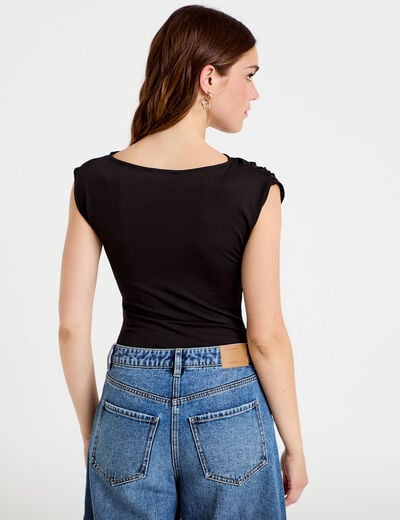 Body ajust&eacute; d&eacute;collet&eacute; sans manches noir femme