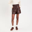 Short regular taille haute similicuir marron fonc&eacute; femme
