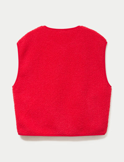 Gilet sans manches fausse fourrure rouge femme