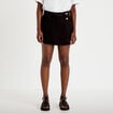 Jupe-short trap&egrave;ze en jean denim noir femme