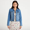 Veste cintr&eacute;e en jean col classique denim double stone femme