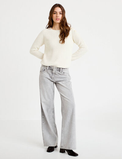 Pull manches longues ecru femme