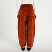Pantalon barrel en velours marron cognac femme