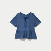 Blouse brod&eacute;e bleu fonc&eacute; femme