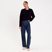 Pull avec torsades bleu marine femme