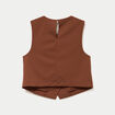 Top ajust&eacute; court sans manches col rond marron femme