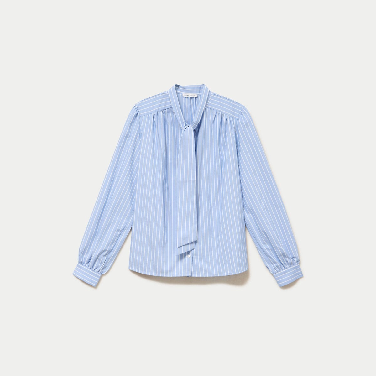 Chemise droite manches longues bleu femme