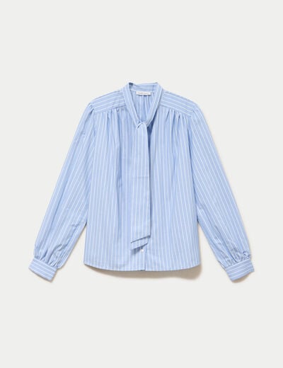 Chemise droite manches longues bleu femme