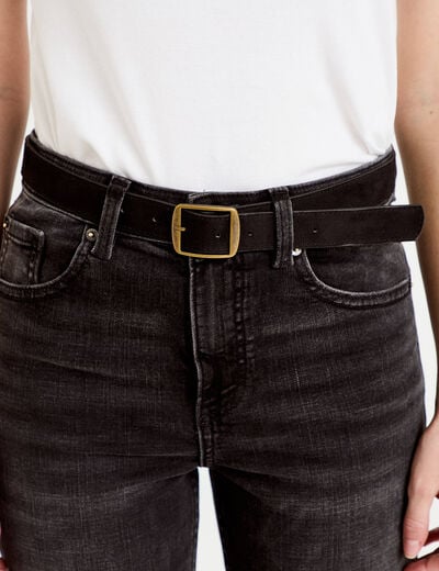 Jean bootcut avec ceinture amovible denim noir femme