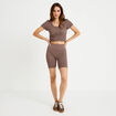 Short cycliste sans couture marron clair femme